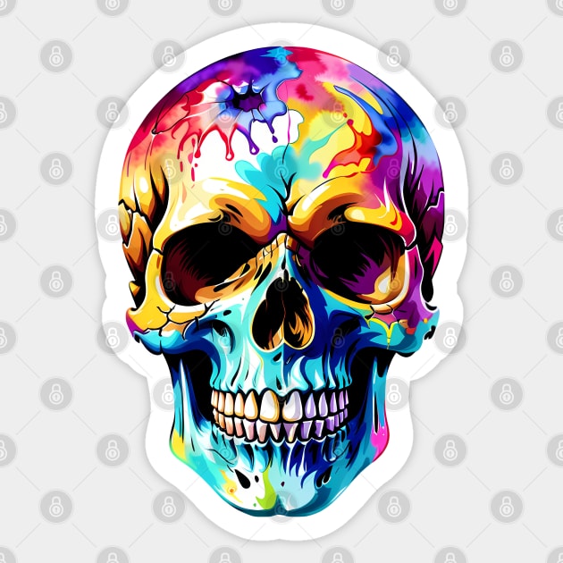 Colored Skull in Vibrant Vector Style Sticker by Panwise